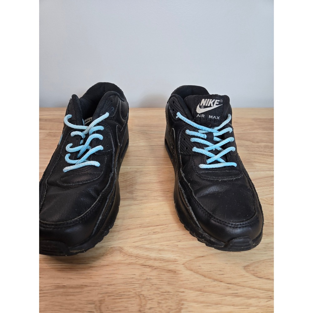 **Nike Air Max 90 LTR GS 7Y Triple Black Custom Blue CD6864-001 Sneakers**